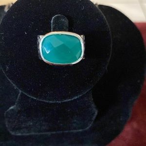 Vintage Sterling Silver Green Stone Ring